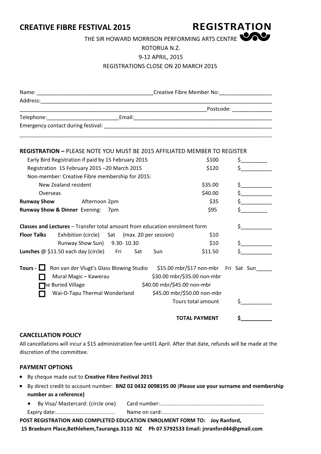 Registration Form for Fabric of Life