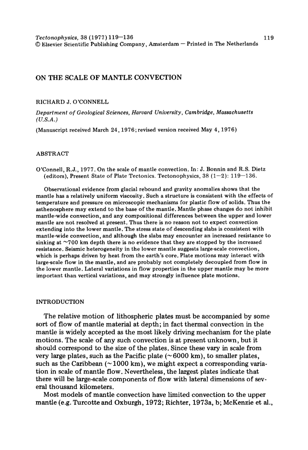 ON the SCALE of MANTLE CONVECTION the Relative Motion