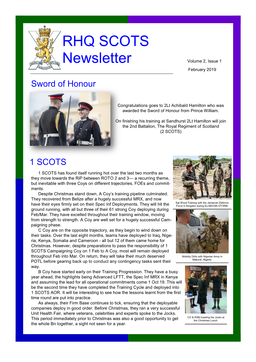 RHQ SCOTS Newsletter