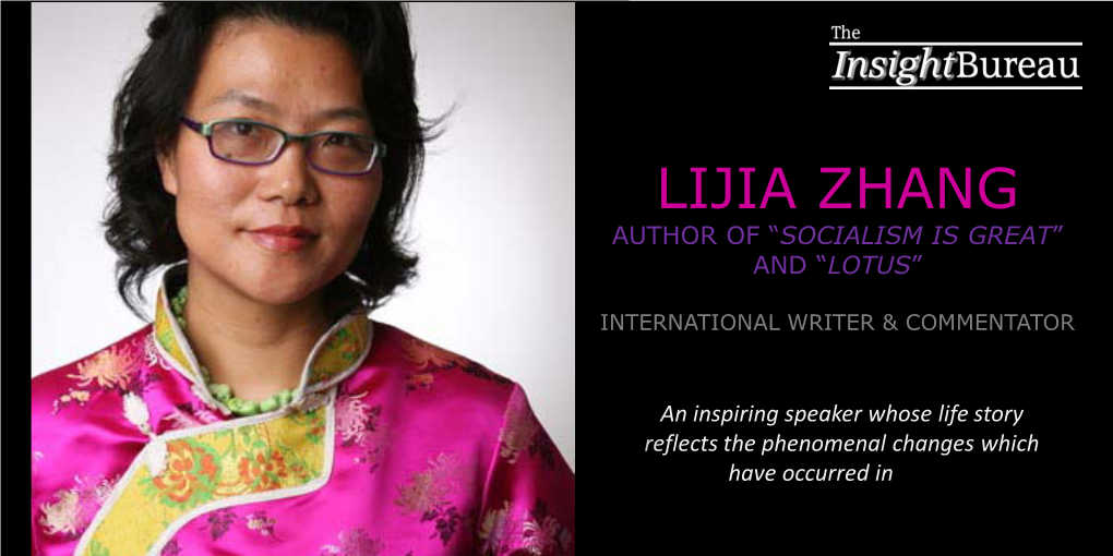 Lijia Zhang Author of “Socialism Is Great” and “Lotus”