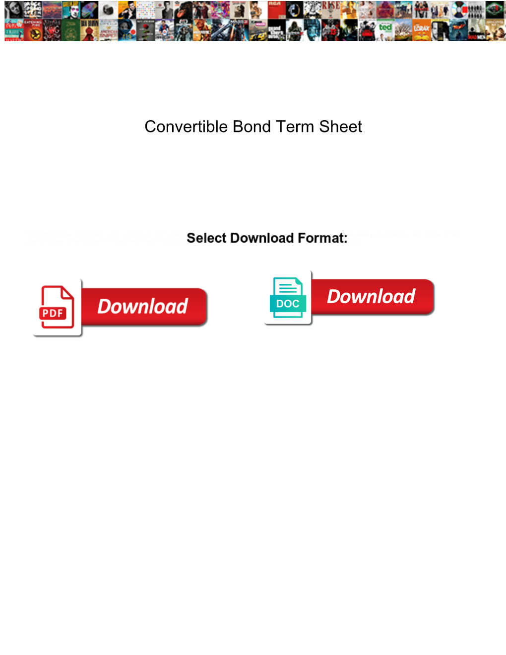 Convertible Bond Term Sheet