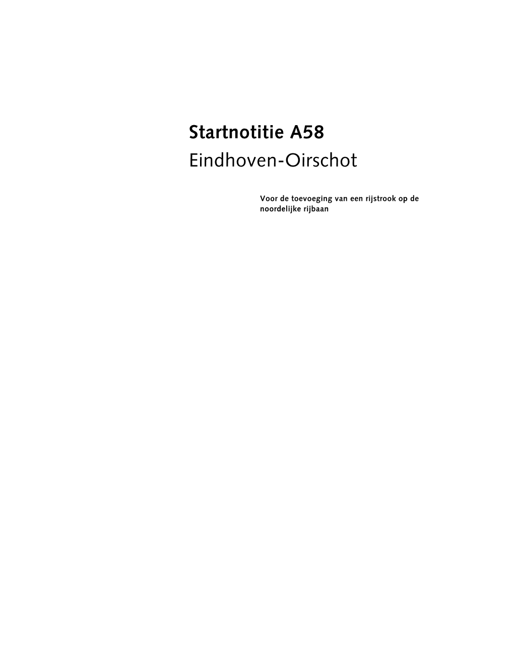 Startnotitie A58 Eindhoven-Oirschot