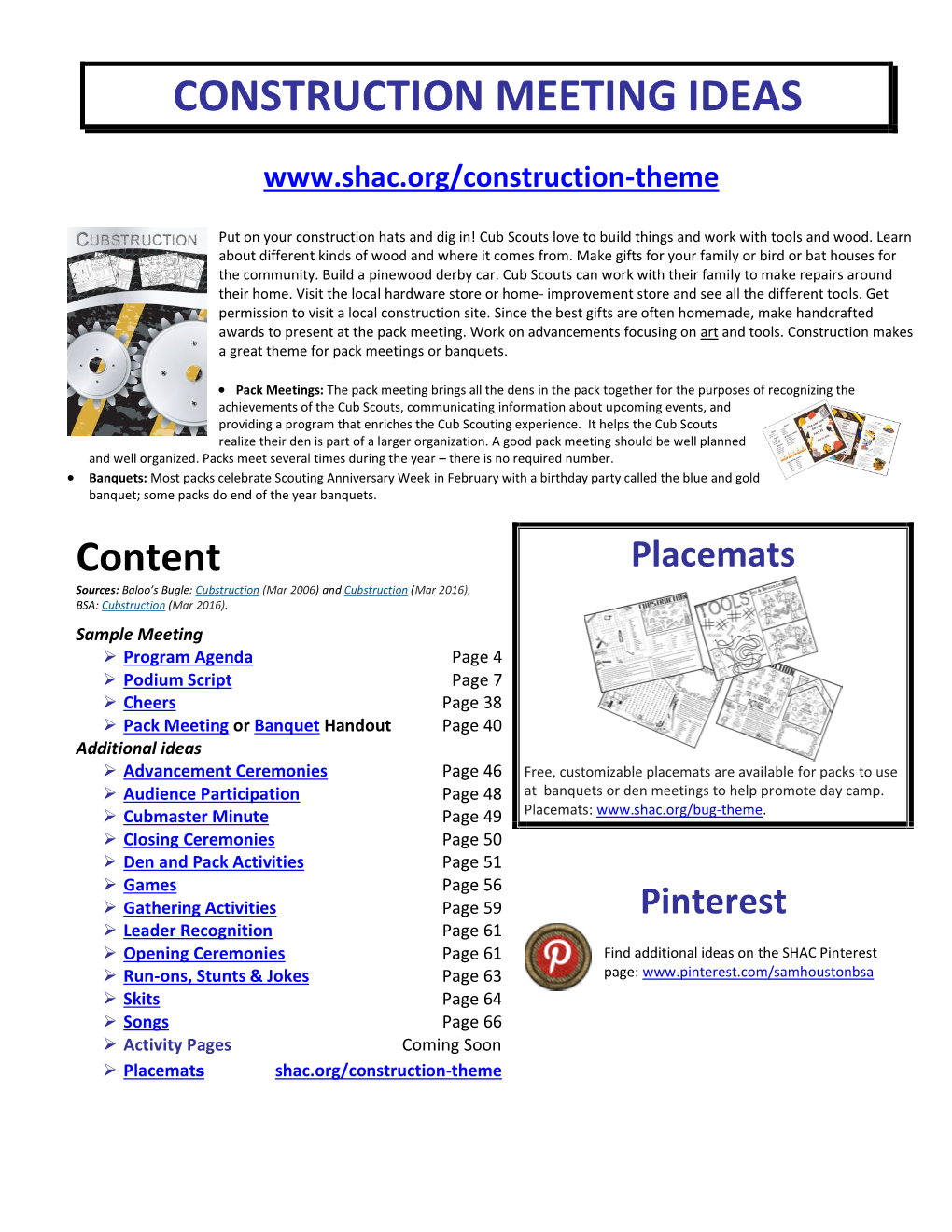 Construction Theme Ideas (.Pdf)