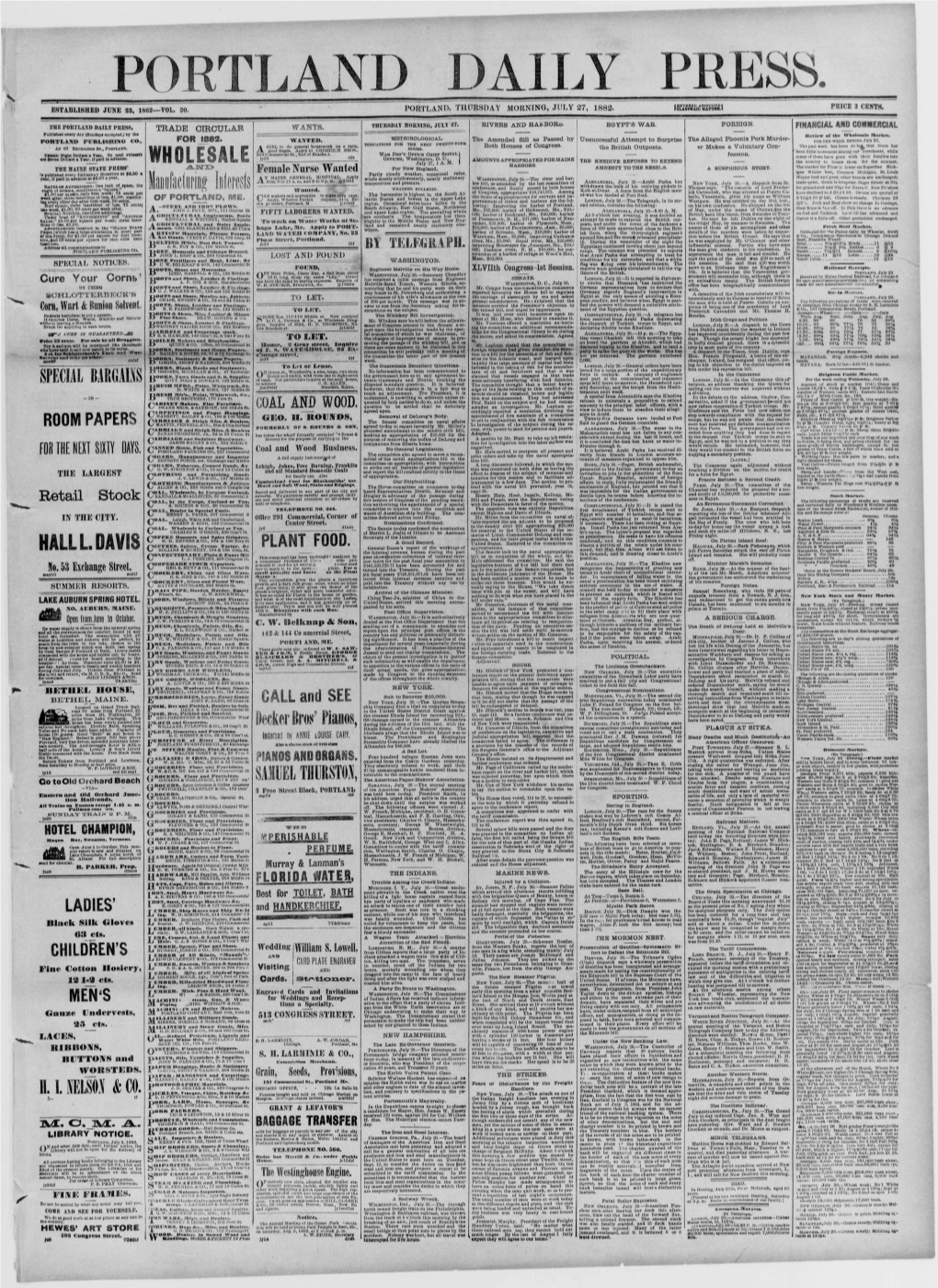 Portland Daily Press: July 27,1882