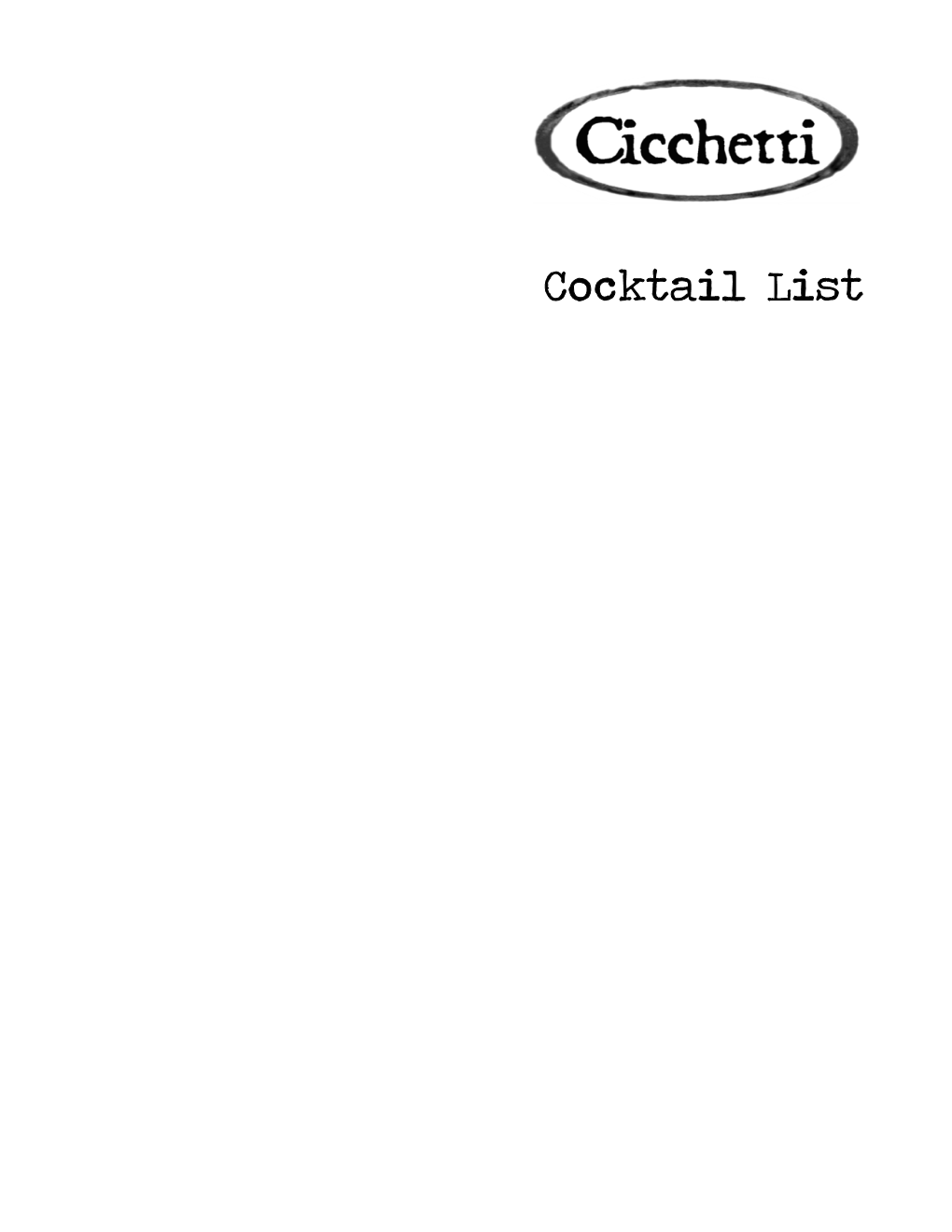 Cocktail List