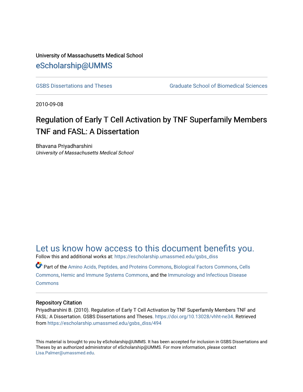 Regulation of Early T Cell Activation by TNF Superfamily Members TNF and FASL: a Dissertation