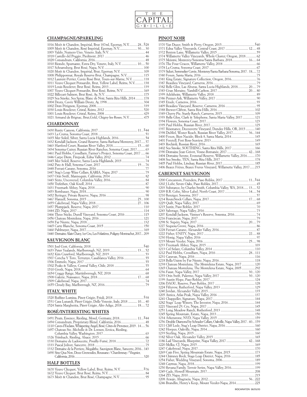 Champagne/Sparkling Chardonnay Sauvignon Blanc Italy, White Rosé/Interesting Whites Half Bottles Pinot Noir Cabernet Sauvignon