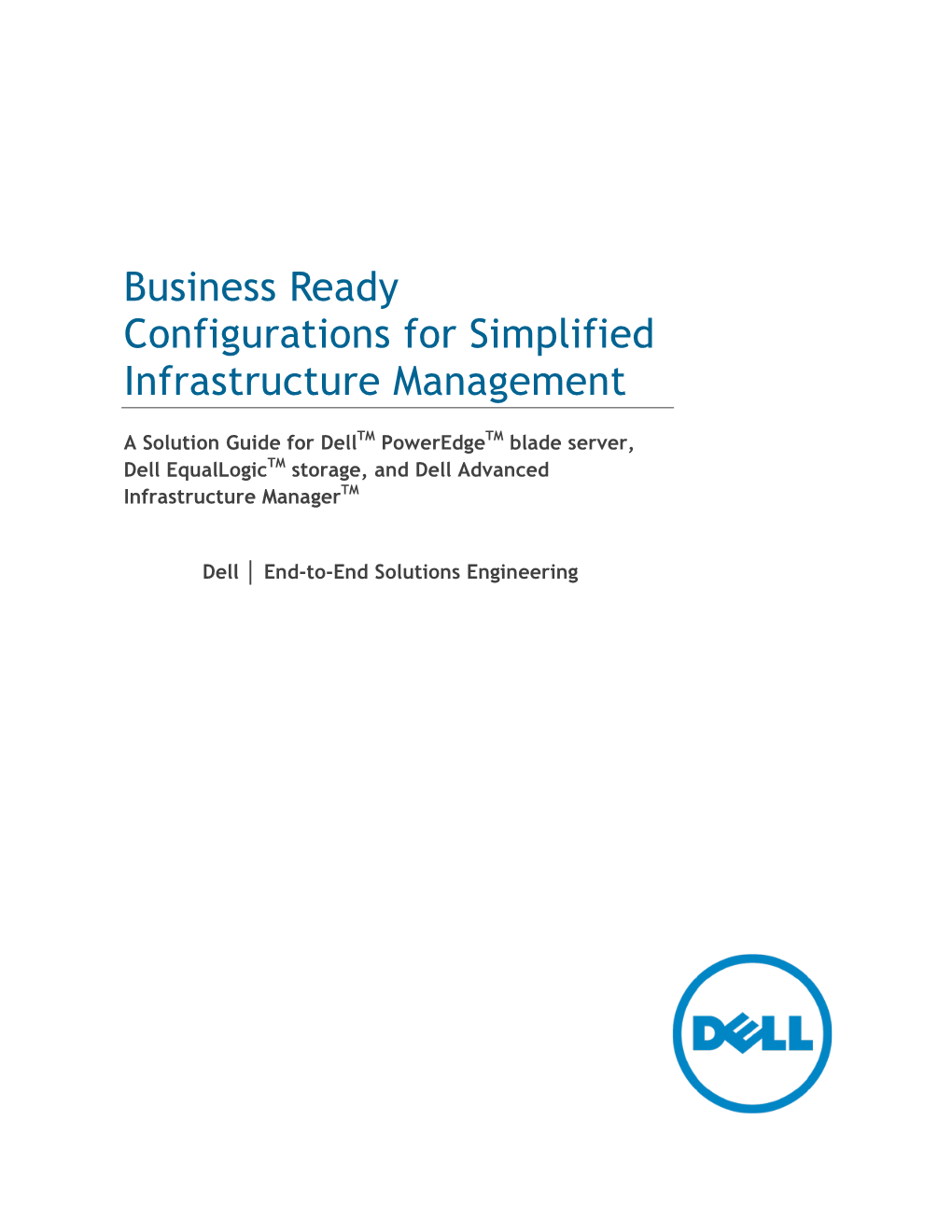 Business Ready Configurations for Simplified Infrastructure Management