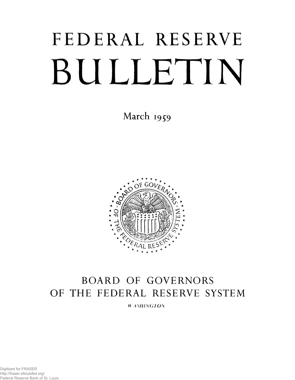 Federal Reserve Bulletin March 1959