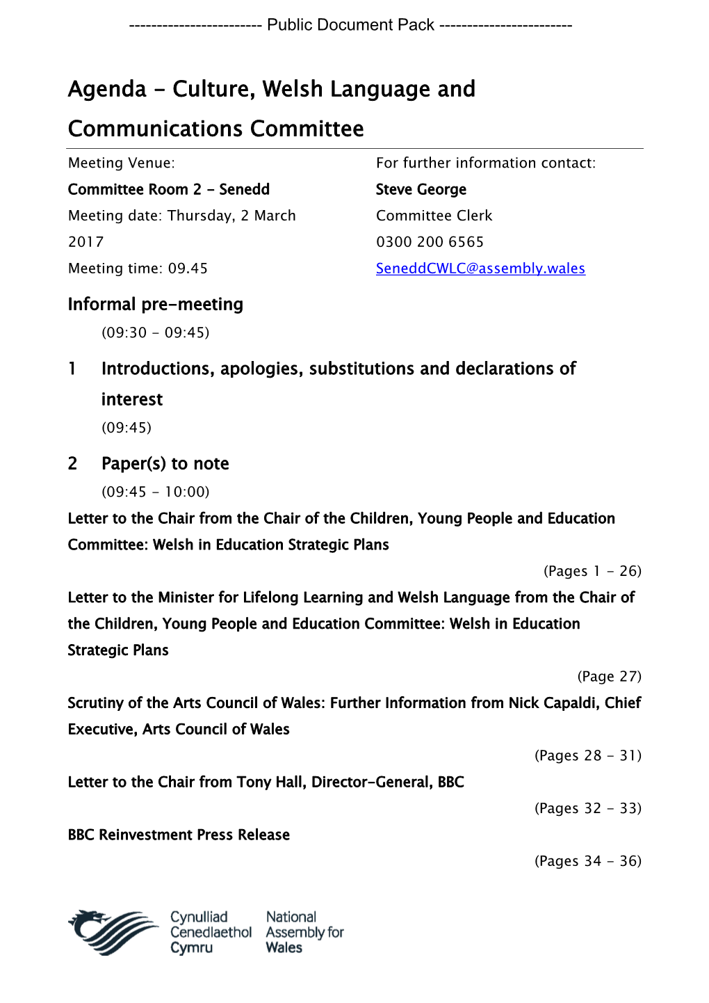 (Public Pack)Agenda Document for Culture, Welsh Language And