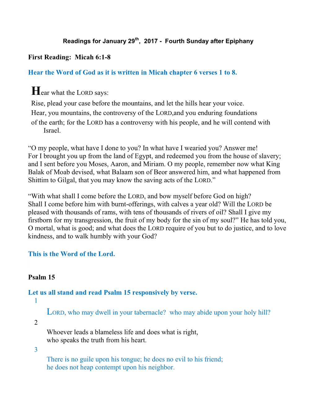 First Reading: Micah 6:1-8 Hear the Word of God As It Is Written in Micah