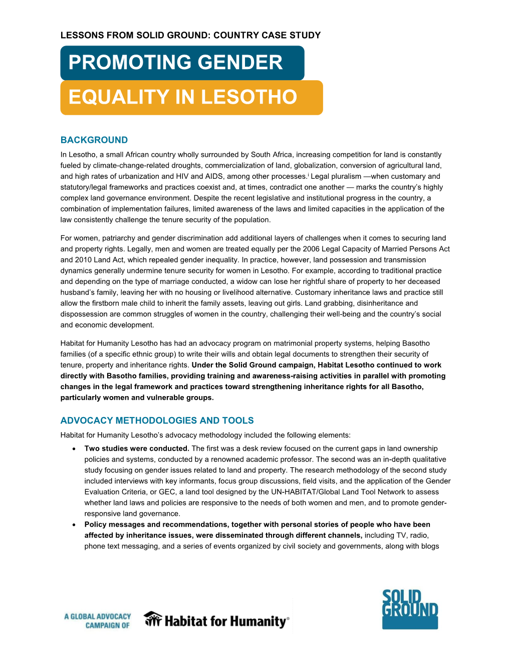Promoting Gender Equality in Lesotho
