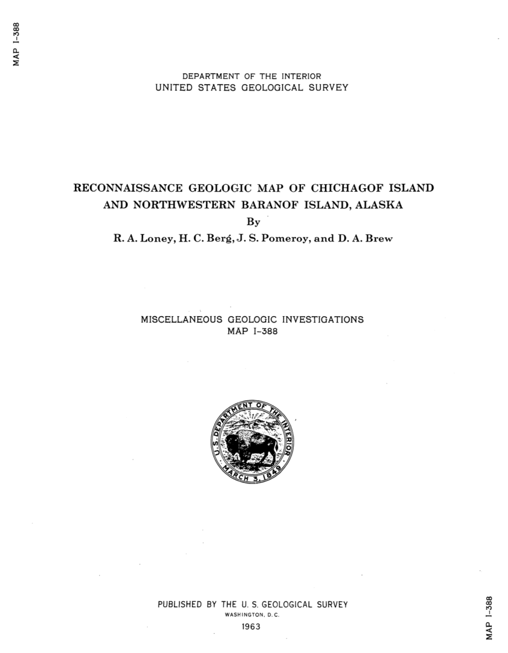 RECONNAISSANCE GEOLOGIC MAP of CHICHAGOF ISLAND and NORTHWESTERN BARANOF ISLAND, ALASKA by R