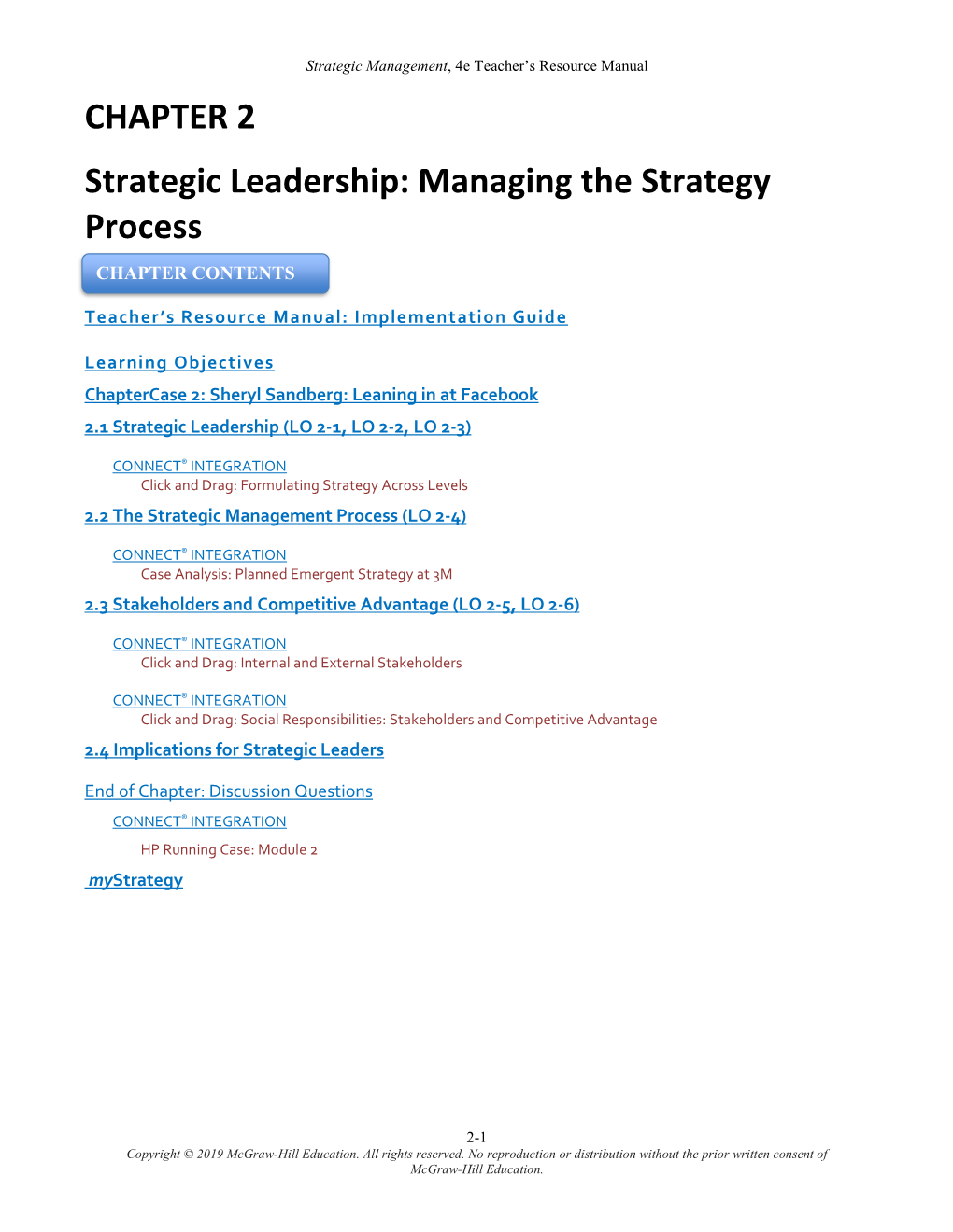 CHAPTER 2 Strategic Leadership: Managing the Strategy Process CHAPTER CONTENTS