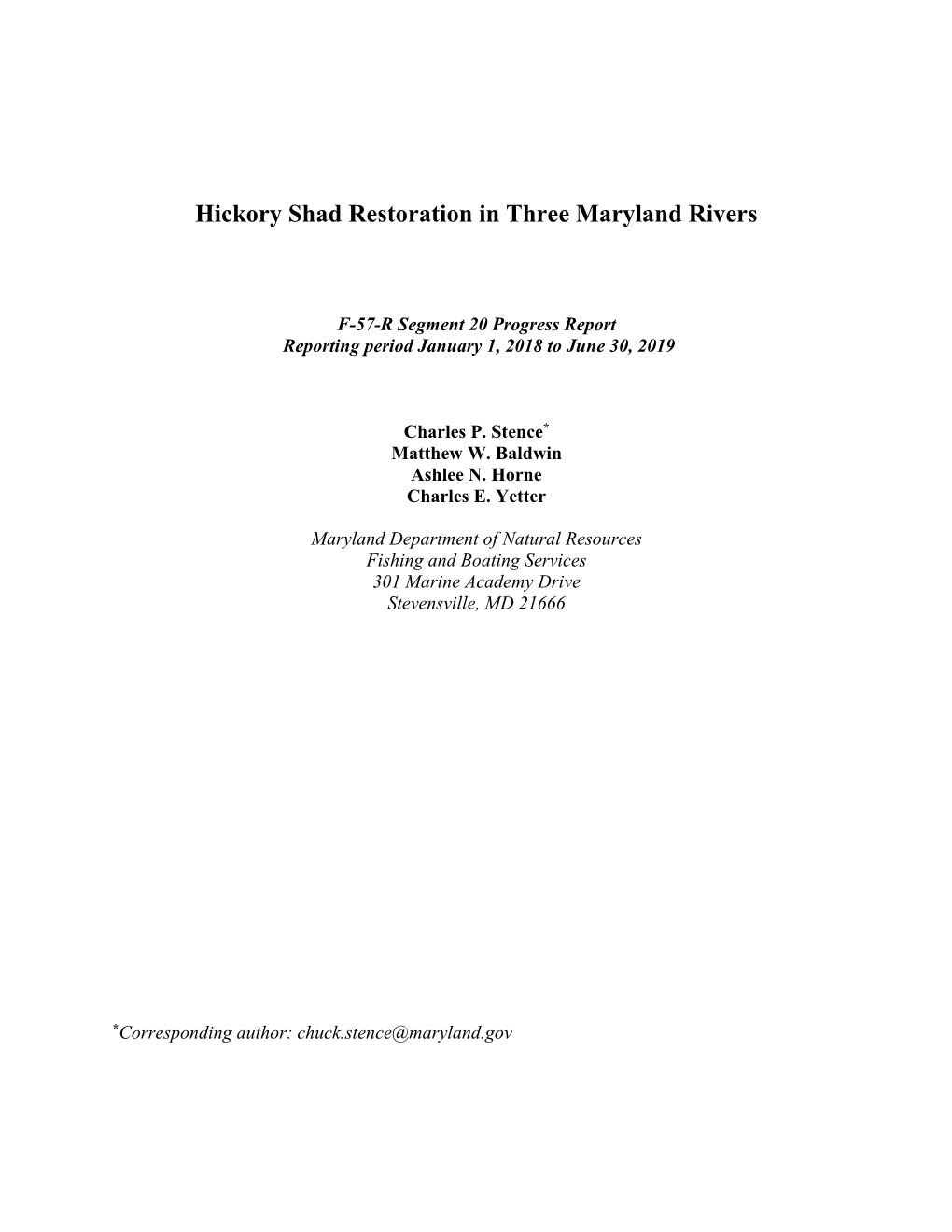 2018-19 Hickory Shad Restoration in Three Maryland Rivers Figures And