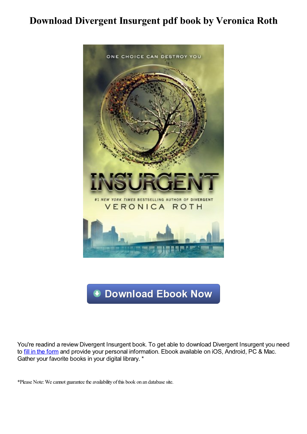 Download Divergent Insurgent Pdf Book by Veronica Roth