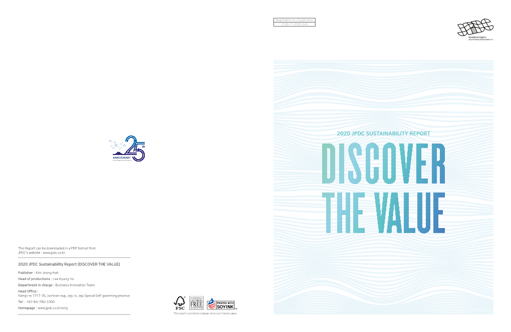 2020 Jpdc Sustainability Report Jeju Province Development Co