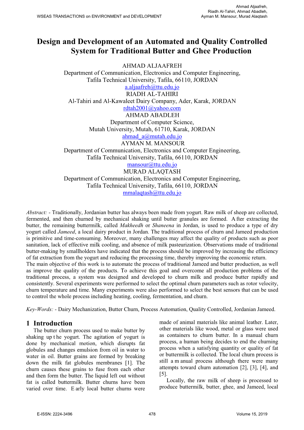 Design and Development of an Automated and Quality Controlled System for Traditional Butter and Ghee Production