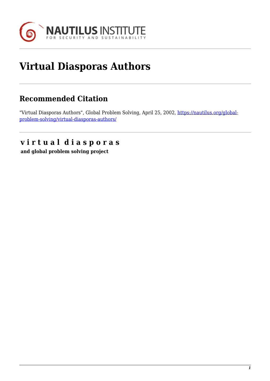 Virtual Diasporas Authors