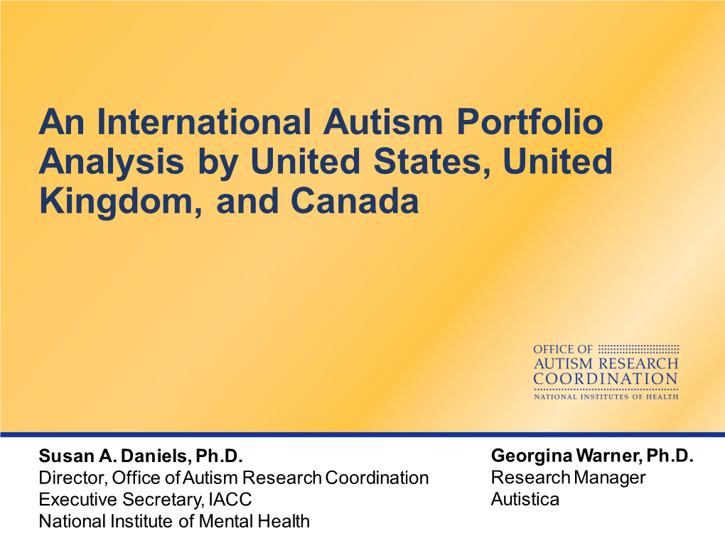 An International Autism Portfolio Analysis by United States, United Kingdom, and Canada