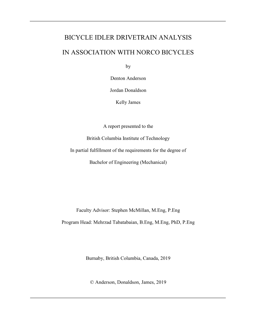 Bicycle Idler Drivetrain Analysis in Association With