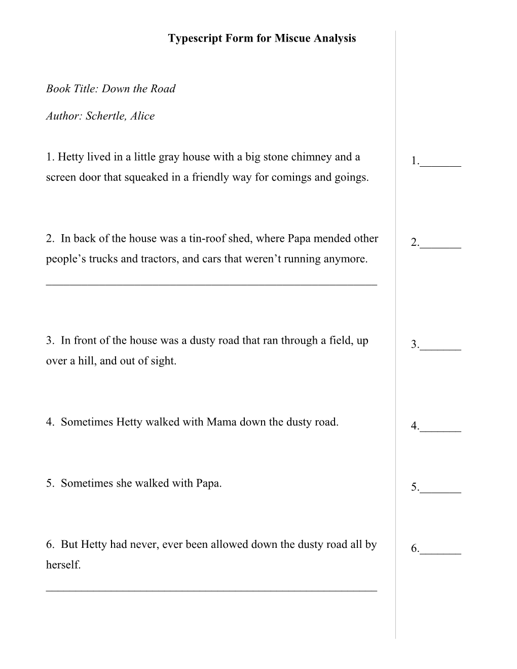 Typescript Form for Miscue Analysis s3