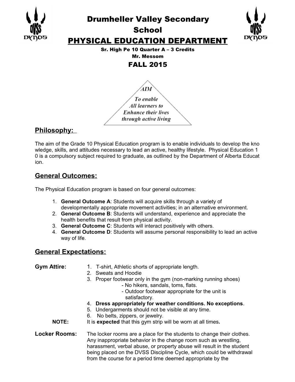 Sr. High Pe 10 Quarter a 3 Credits