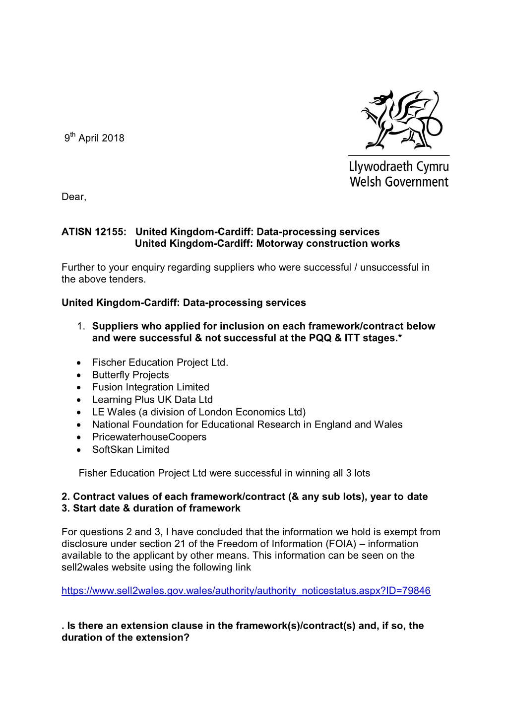 United Kingdom-Cardiff: Data-Processing Services United Kingdom-Cardiff: Motorway Construction Works