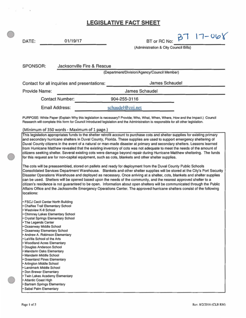 Legislative Fact Sheet