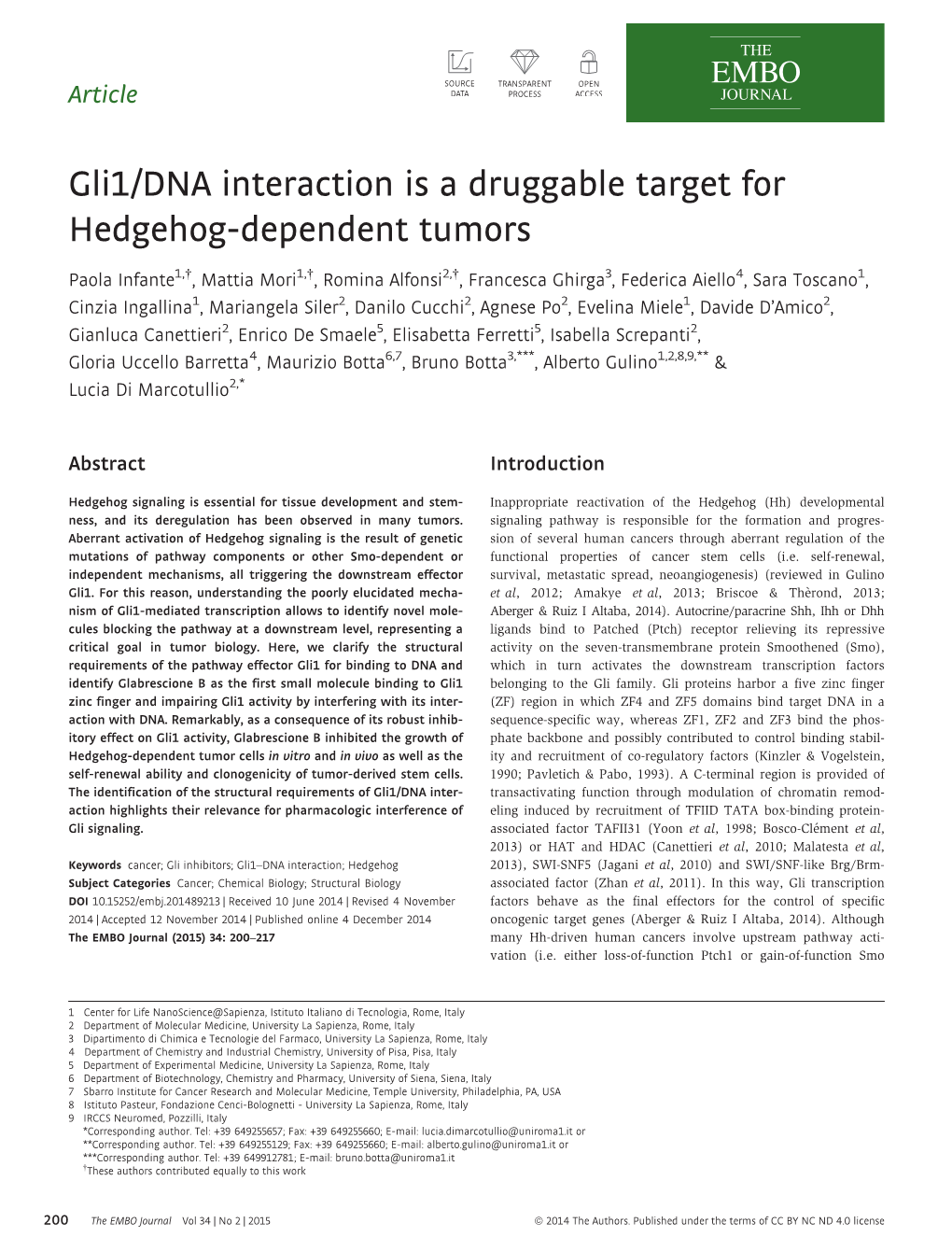 Gli1/DNA Interaction Is a Druggable Target for Hedgehog‐Dependent