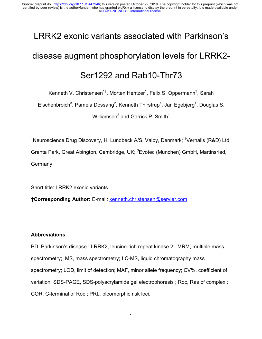 LRRK2 Exonic Variants Associated with Parkinson's Disease