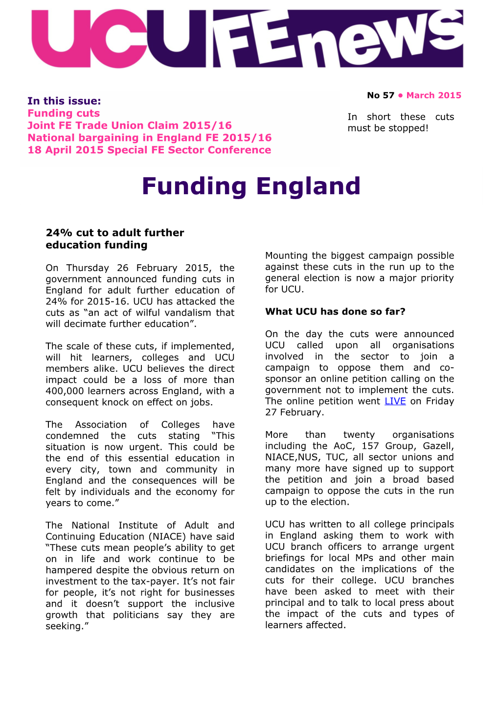 24% Cut to Adult Further Education Funding