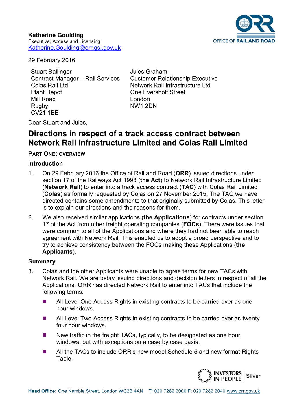 S17 Colas Rail Limited Decision Letter