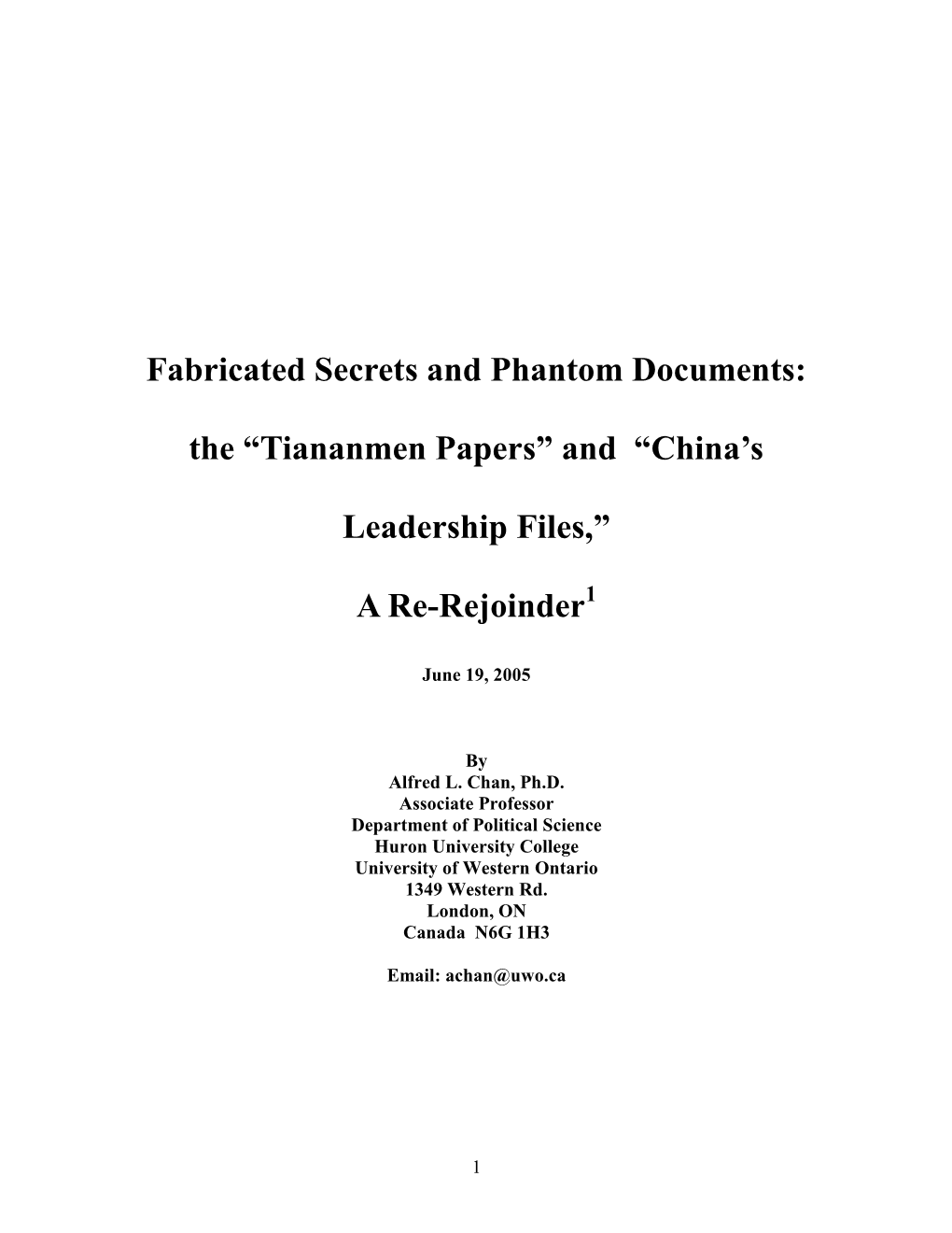 Tiananmen Papers” and “China’S