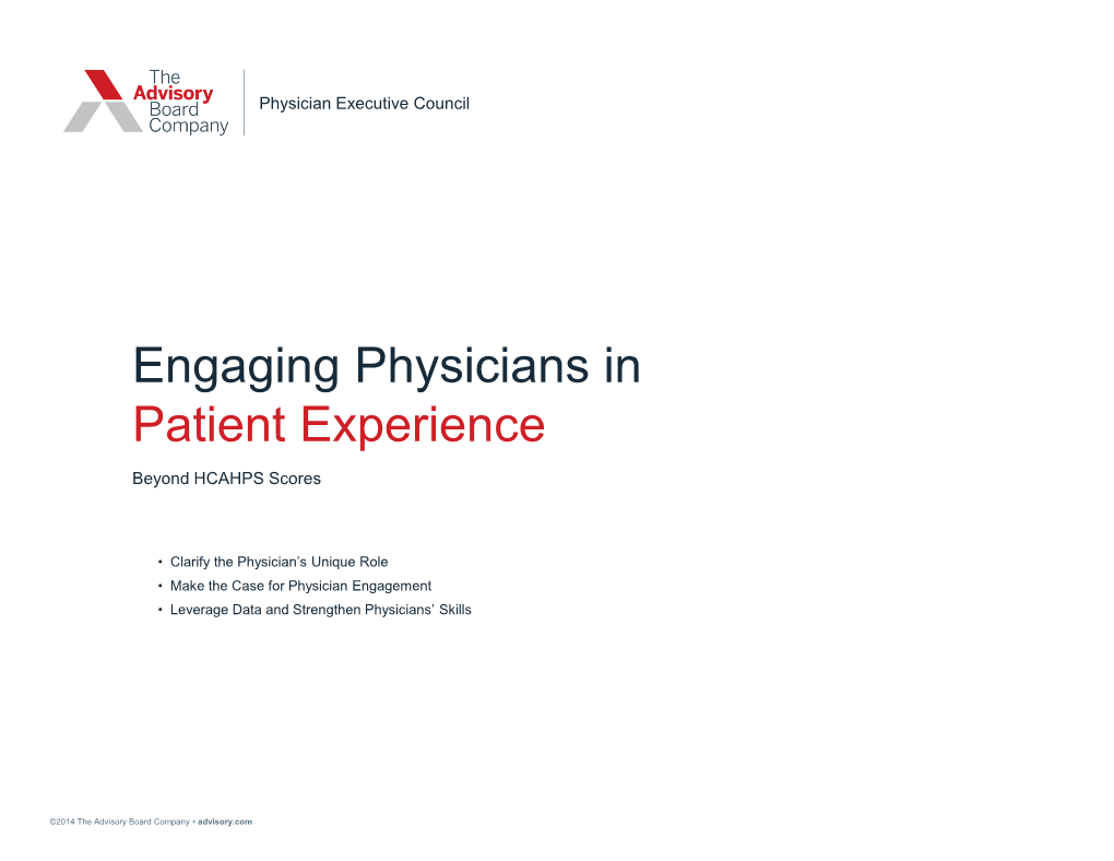 Engaging Physicians in Patient Experience
