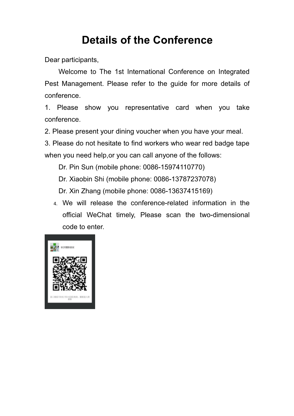 Details of the Conference