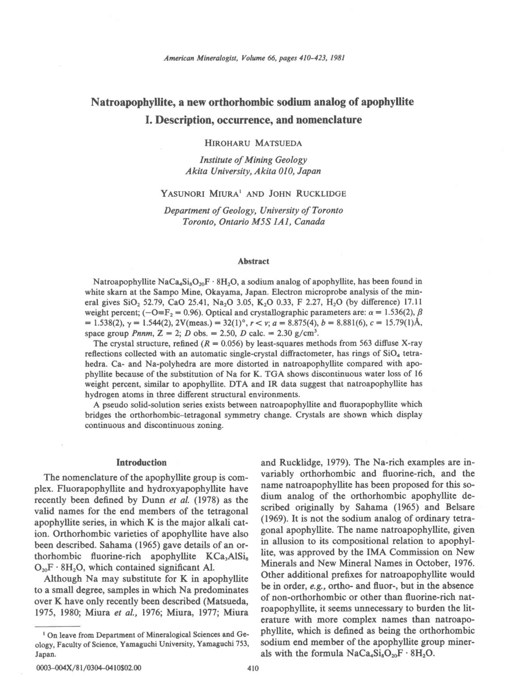 Natroapophyllite, a New Orthorhombic Sodium Analog of Apophyllite I