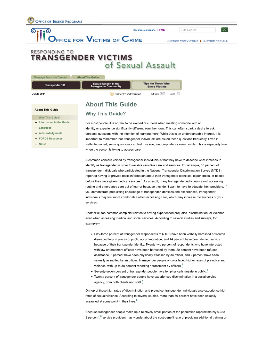 About This Guide, Responding to Transgender Victims of Sexual Assault