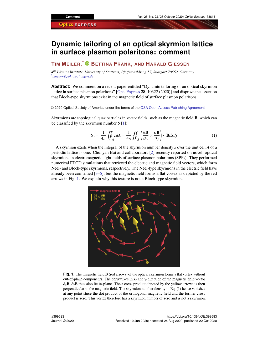 Dynamic Tailoring of an Optical Skyrmion Lattice in Surface Plasmon Polaritons: Comment
