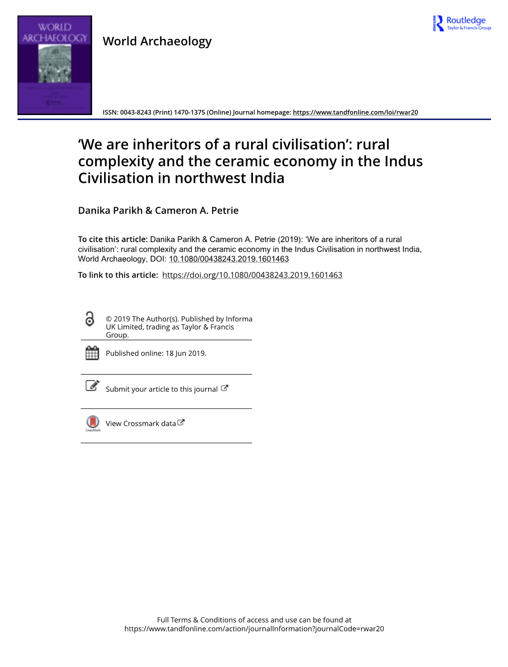 Rural Complexity and the Ceramic Economy in the Indus Civilisation in Northwest India