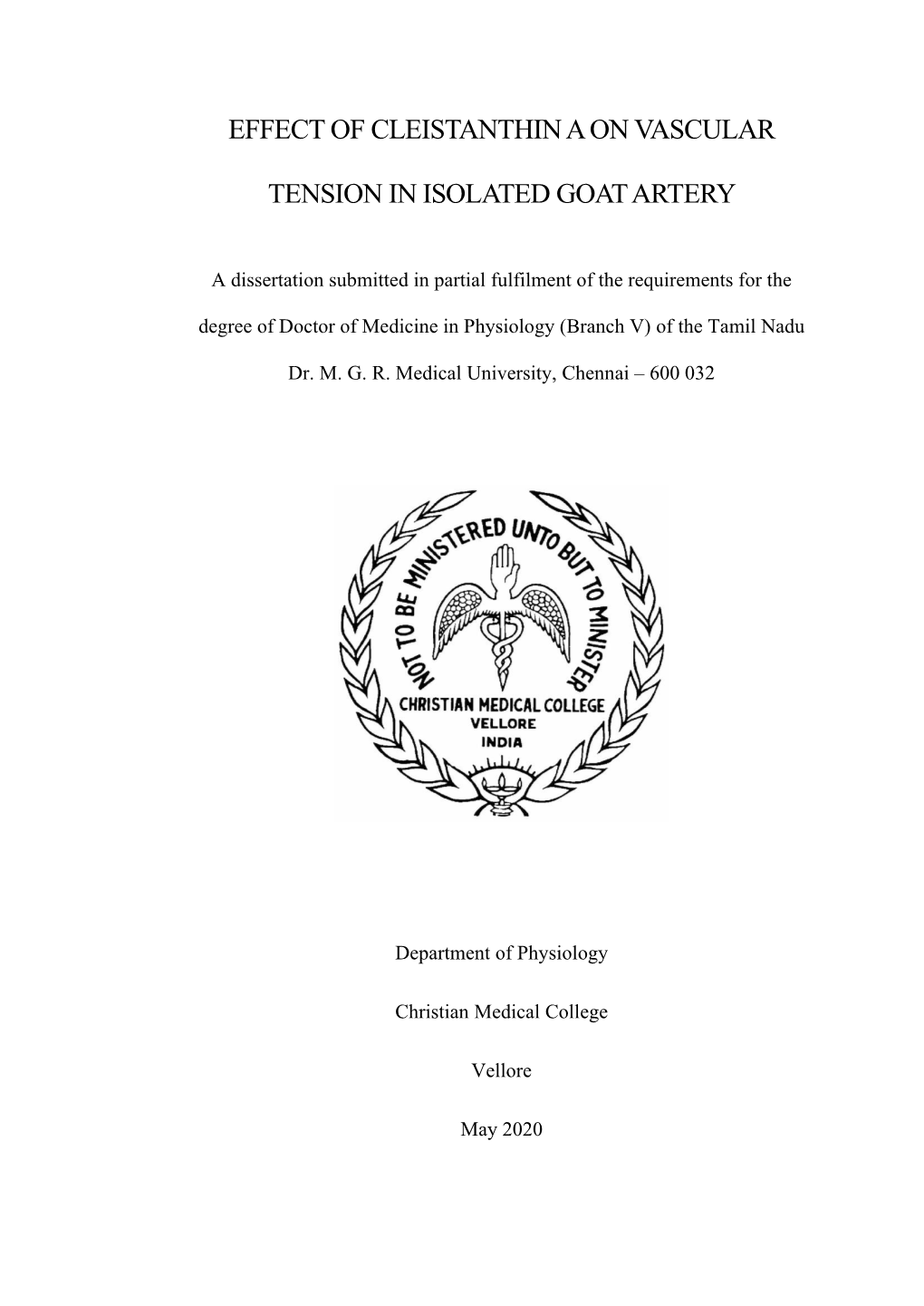 Effect of Cleistanthin a on Vascular Tension In