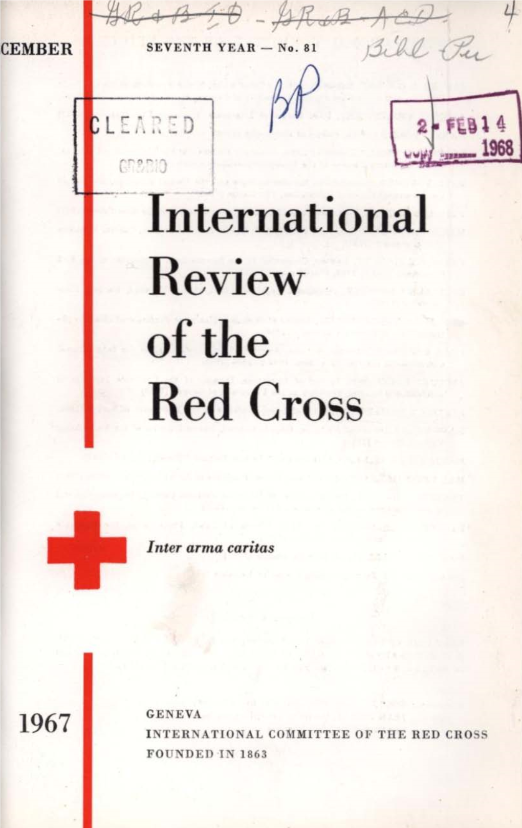 International Review of the Red Cross, December 1967, Seventh Year