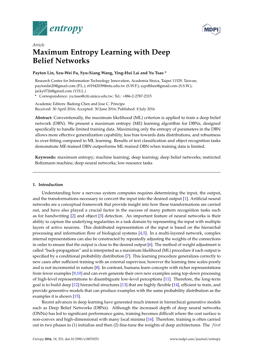 Maximum Entropy Learning with Deep Belief Networks