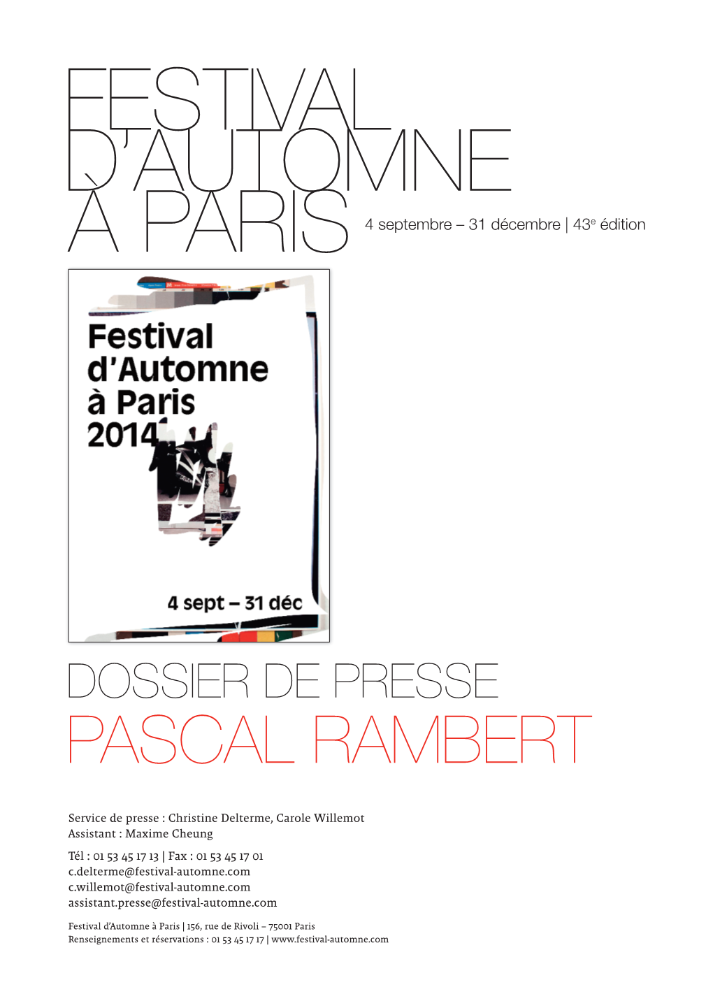 Dossier De Presse Pascal Rambert