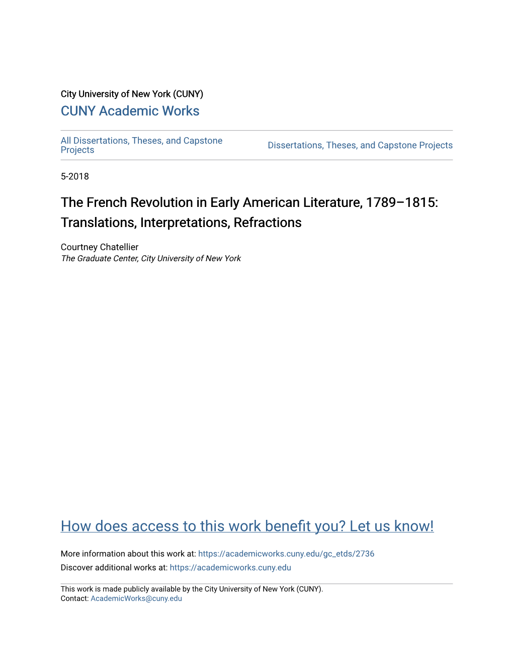 The French Revolution in Early American Literature, 1789–1815: Translations, Interpretations, Refractions