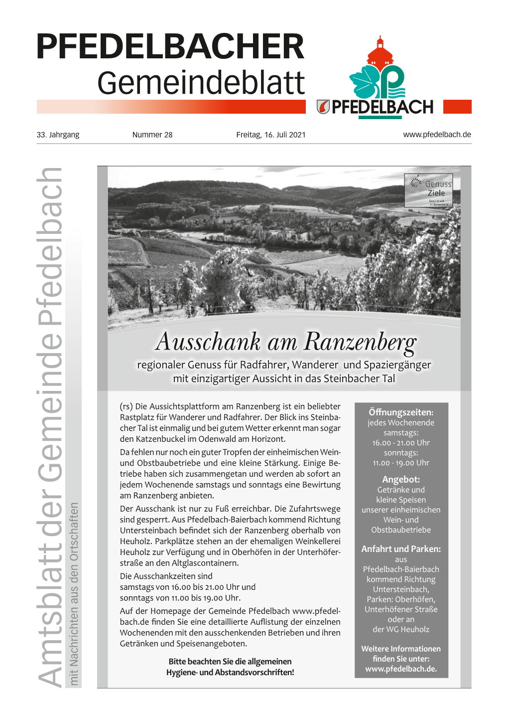 Gemeindeblatt Nr. 28 Vom 16.07.2021