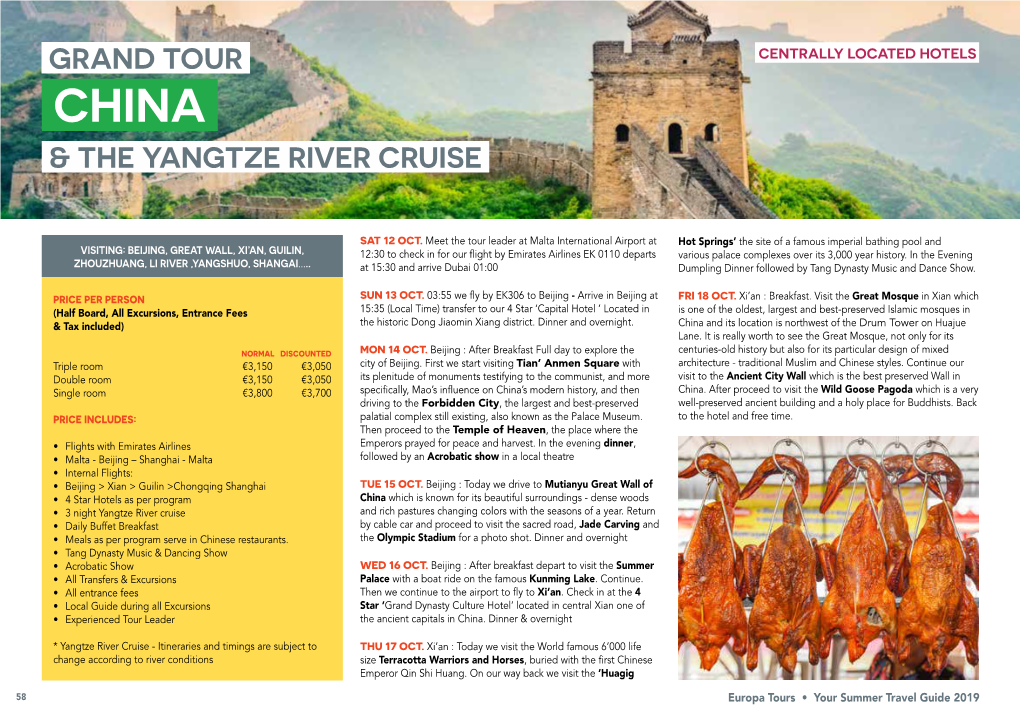 Grand Tour & the Yangtze River Cruise