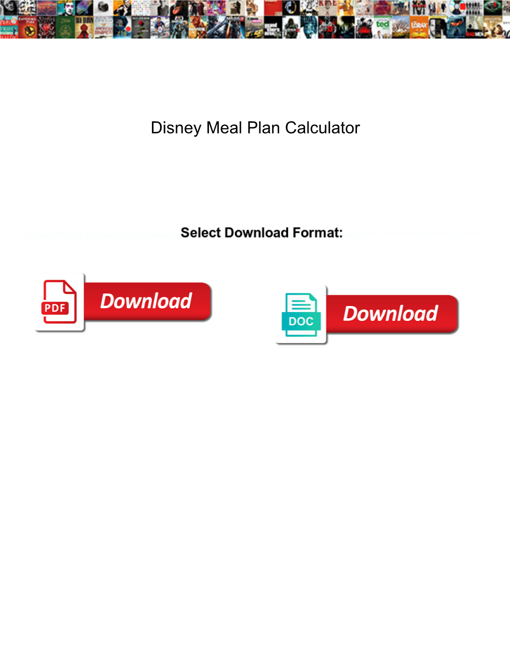Disney Meal Plan Calculator