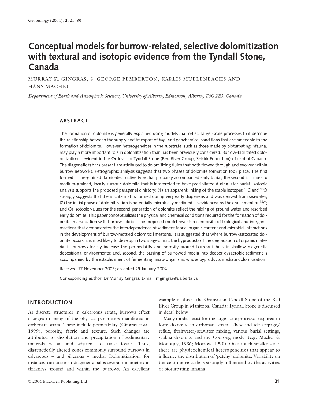 Conceptual Models for Burrow-Related, Selective