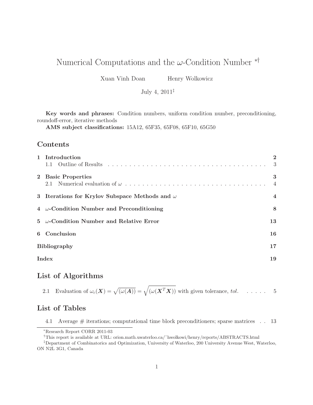 Numerical Computations and the Ω-Condition Number ∗†